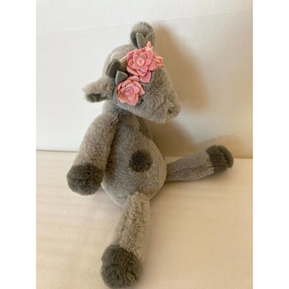 Lambs and Ivy Skylar Plush Stuffed Animal Giraffe Gray Pink Flowers - Picture 3 of 7